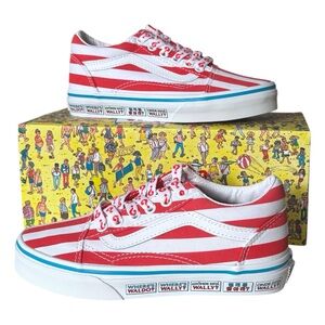 Vans x Where's Waldo? Striped Old Skool Youth Kids Skate Shoes